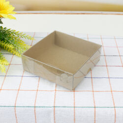 Altı Kraft Karton Üstü Asetat Kutu 9x9x3CM - 1