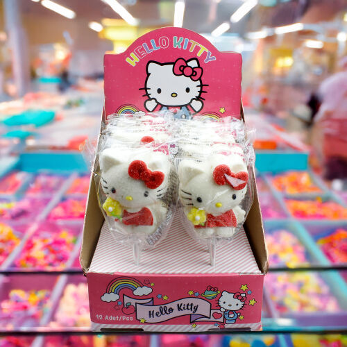 Birinci Kalite Kırmızı Hello Kitty Tasarım Mini Yumuşak Şeker (Marshmallow) 12'li Paket - 1