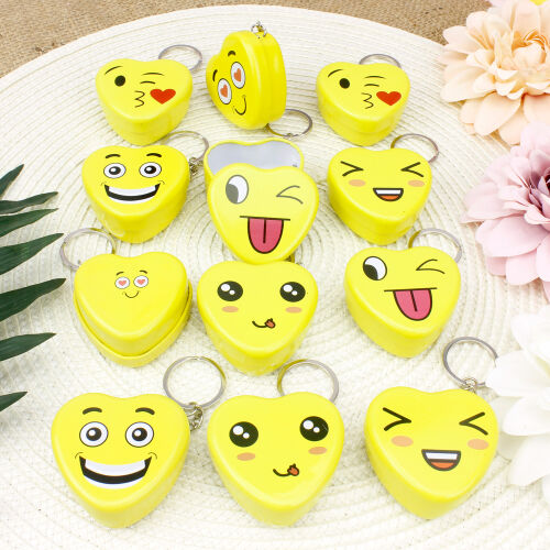 Emoji Kalp Teneke Anahtarlık 12'li Paket - 2