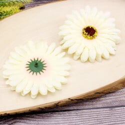 Lüks Kumaş Gerbera Kafa 10CM 50'li Paket Krem - 2