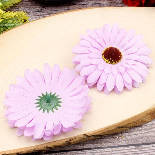 Lüks Kumaş Gerbera Kafa 10CM 50'li Paket Lila - 2