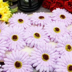 Lüks Kumaş Gerbera Kafa 10CM 50'li Paket Lila - 1