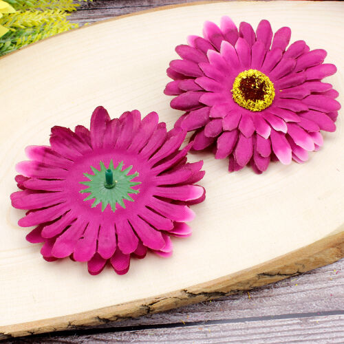 Lüks Kumaş Gerbera Kafa 10CM 50'li Paket Mor - 2