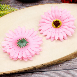 Lüks Kumaş Gerbera Kafa 10CM 50'li Paket Pembe - 2