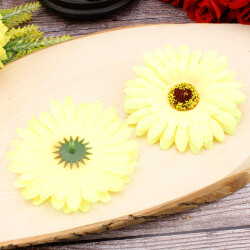 Lüks Kumaş Gerbera Kafa 10CM 50'li Paket Sarı - 2