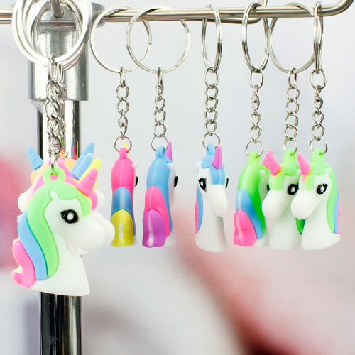 Renkli Unicorn Silikon Anahtarlık 12'li Paket - 1