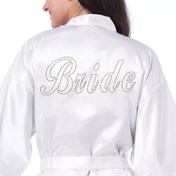 Taşlı Gold Yazı Bride Sabahlık Standart Beden - 1