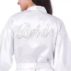 Taşlı Gümüş Yazı Bride Sabahlık Standart Beden - 1